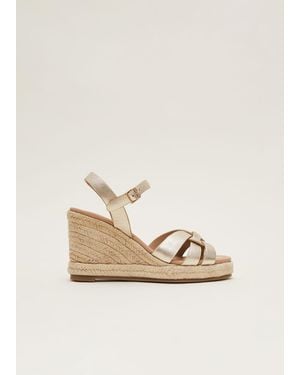 Phase Eight Leather Wedge Espadrilles - Natural
