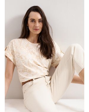 Phase Eight Kayla Tab Detail T-Shirt - Natural