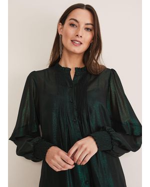 Phase Eight Avis Foil V-Neck Blouse - Black