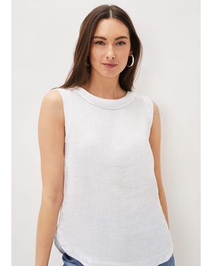 Phase Eight Sky Linen Sleeveless Blouse - White