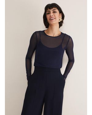 Phase Eight 's Eleena Navy Mesh Top - Blue