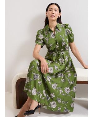 Phase Eight Bella Floral Print Pleat Dress - Green