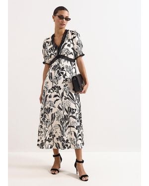 Phase Eight Petite Feyre Floral Slip Midi Dress - White
