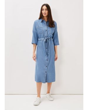 Phase Eight Louella Tie Shirt Dress - Blue