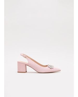 Phase Eight Sparkle Slingback Block Heel Shoes - Pink