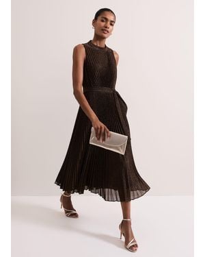 Phase Eight Simara Sparkle Pleat Dress - Natural