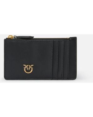 Pinko Zipped Chevron-Patterned Card Holder - White