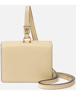 Pinko Compact Leather Wallet With Wristlet - White