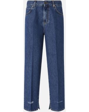 Pinko Loose-leg Jeans With Slit On The Hem - Blue