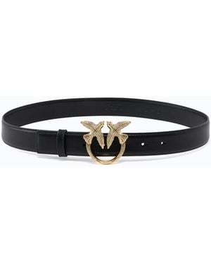 Pinko Leather Belt With Love Birds Jewel Buckle, 2.5 Cm - White