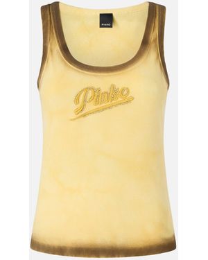 Pinko Spray-Effect Vest Top With Embroidery - Metallic
