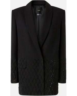 Pinko Oversized Blazer With Rhinestones - Black