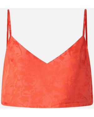 Pinko Jacquard Crop Top With Spaghetti Straps - Red