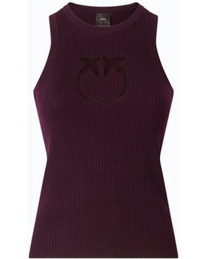 Pinko Ribbed Top With Sheer Love Birds Logo - Purple