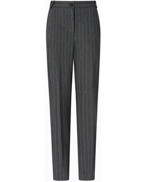 Pinko Pinstriped Stretch Wool-Blend Cigarette Pants - Gray