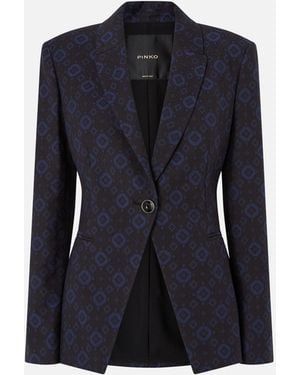 Pinko Jacket With Geometric And Floral Motif - Blue
