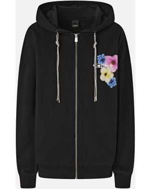 Pinko Sweatshirt Mit Kapuze Und Blumenprint, Limousinenschwarz
