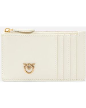 Pinko Zipped Chevron-Patterned Card Holder - White
