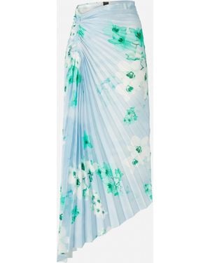 Pinko Pleated Midi Skirt With Floral Print - Blue