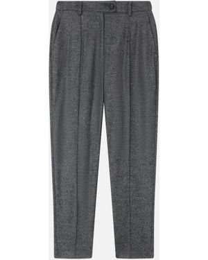 Pinko Graue Zigarettenhose Aus Flanell Mit Textur, Schwarz/Grau