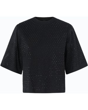 Pinko T-Shirt With Rhinestones And Logo - Black