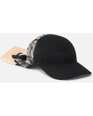 Pinko Baseball Cap With Animal Print Scarf - Black