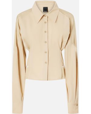 Pinko Habotai And Cotton Shirt With Belt - Natural