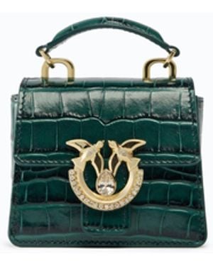 Pinko Bolso De Mano Micro Love Bag Top Handle De Piel Estampado Cocodrilo Con Hebilla Joya Galleria - Verde