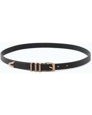 Pinko Leather Belt With Rhinestones, 1.5 Cm - White
