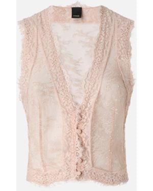 Pinko Valenciennes Lace Vest - White
