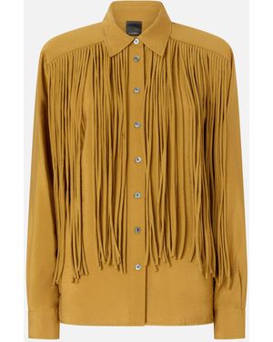 Pinko Texan-Style Shirt With Fringing - Yellow