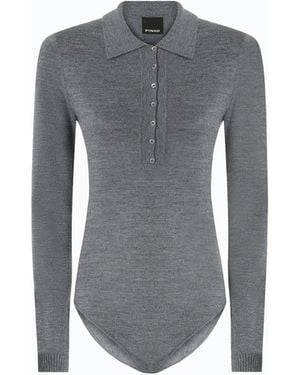 Pinko T-Shirt Body En Laine Mérinos - Gris