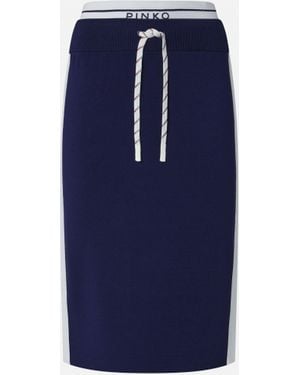 Pinko Fleece Pencil Skirt With Side Band Detail - Blue