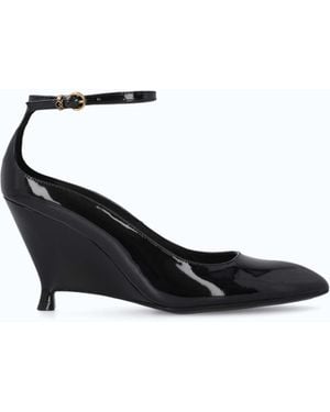 Pinko Patent Leather Court Shoes With Wedge Heel And Ankle Strap - White