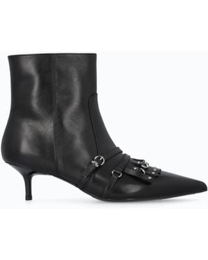 Pinko Leather Ankle Boots With Straps And Fringing - White