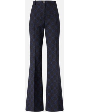 Pinko Pants With A Geometric And Floral Motif - Blue