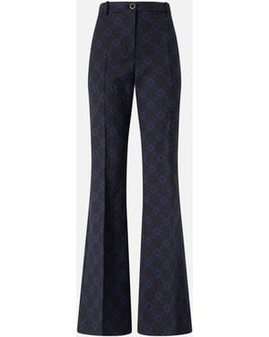 Pinko Trousers With A Geometric And Floral Motif - Blue