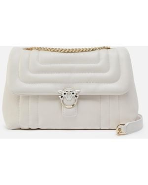 Pinko Mittelgroße Umhängetasche Love Bag Puff Aus Gestepptem Nappaleder Mit Schmuckschnalle Galleria - Weiß