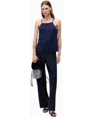 Pinko Fluid Top With Feather Detailing - Blue