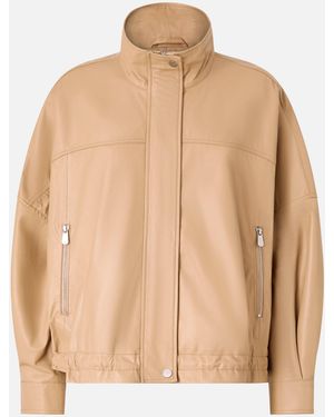Pinko Nappa Leather Blouson Jacket - Natural