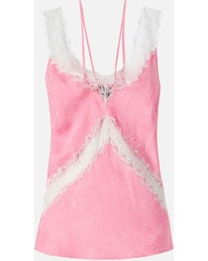 Pinko Spotted Lingerie Top With Lace - Pink