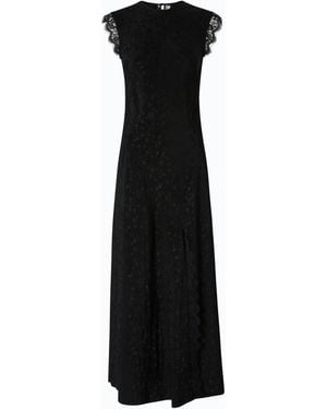 Pinko Long Dress With Slit And Lace Inserts - Black
