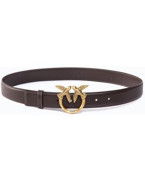 Pinko 3 Cm Breiter Ledergürtel Mit Love Birds-Schnalle - Weiß