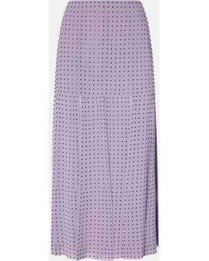 Pinko Midi Skirt With Fringes And Rhinestones - Purple