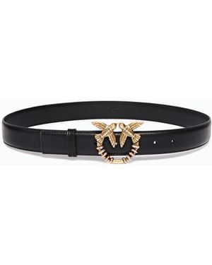 Pinko Cinturón De 3 Cm De Piel Con Hebilla Love Birds Tipo Joya - Blanco