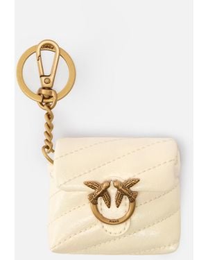 Pinko Etui Für Airpods Love Bag Puff Aus Glänzendem Leder - Mettallic