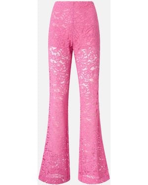 Pinko Pantalones Acampanados De Encaje - Rosa
