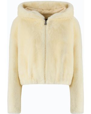 Pinko Faux Fur Cropped Jacket - White