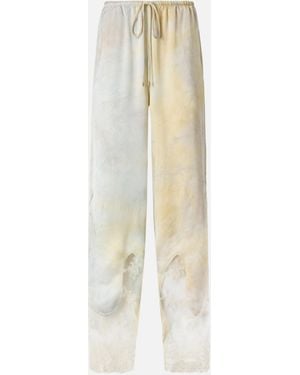 Pinko Garment-Dyed Satin Pants With Lace Details - White