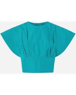 Pinko Crop Top With Wide Sleeves - Blue
